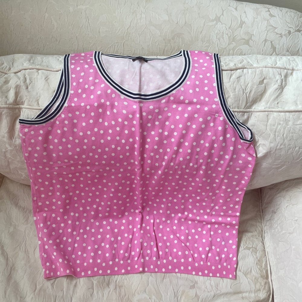 Talbots Pink and White Polka Dot sweater Tank Top